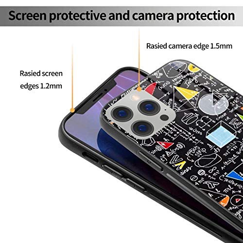Carcasa del teléfono Back To School Algebra Phone Cover para iPhone 12/12 Mini / 12 Pro / 12 Pro MAX Carcasa Trasera de Vidrio Templado + TPU para iPhone 12 Pro-6.1 Pulgadas