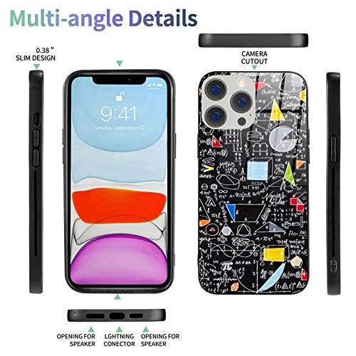 Carcasa del teléfono Back To School Algebra Phone Cover para iPhone 12/12 Mini / 12 Pro / 12 Pro MAX Carcasa Trasera de Vidrio Templado + TPU para iPhone 12 Pro-6.1 Pulgadas