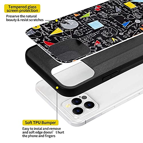 Carcasa del teléfono Back To School Algebra Phone Cover para iPhone 12/12 Mini / 12 Pro / 12 Pro MAX Carcasa Trasera de Vidrio Templado + TPU para iPhone 12 Pro-6.1 Pulgadas