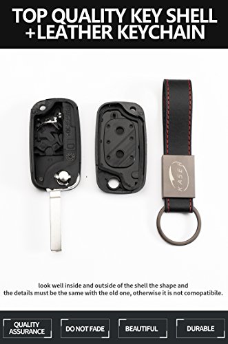 Carcasa Funda Llave Remoto Mando 2 Botones a Scatto para Renault Clio Twingo Megane Scenic Laguna Espace Kangoo Safrane Master Trafic Vivaro Modus con Llavero de Cuero KASER