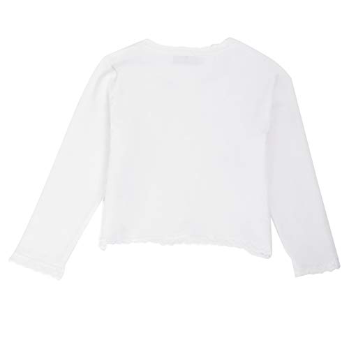 Cárdigan Jerséy Corta Vintage Chaqueta Punto de Mangas Largas para Niñas Outwear Otoño Invierno Blanco 12 Años