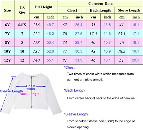 Cárdigan Jerséy Corta Vintage Chaqueta Punto de Mangas Largas para Niñas Outwear Otoño Invierno Blanco 12 Años