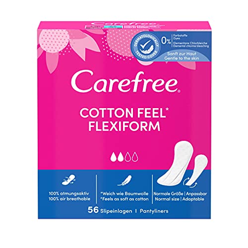 Carefree Cotton Feel Flexiform - Compresas para slip y tanga (5 paquetes de 56 unidades, sin perfume)
