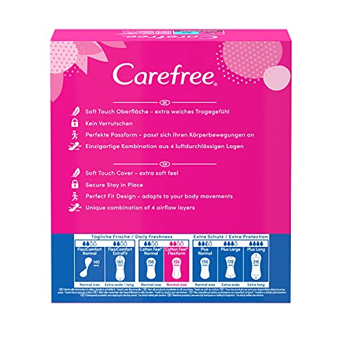 Carefree Cotton Feel Flexiform - Compresas para slip y tanga (5 paquetes de 56 unidades, sin perfume)