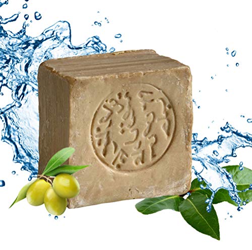 Carenesse Jabón Alepo, 85% de aceite de oliva y 15% de aceite de laurel, receta tradicional, cortada a mano, producto natural, sin colorante y perfumes artifical, 100% vegetal, jabón natural, 200 g