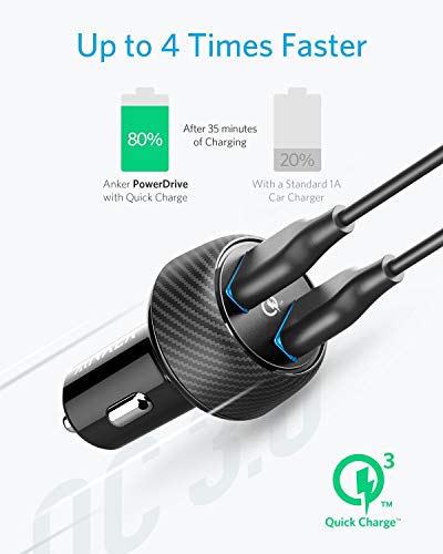 Cargador de Coche Anker PowerDrive 39 W compacto cargador de coche dual puerto con Quick Charge 3.0 para Samsung Galaxy S6/S6 Edge/S6 Edge +/S7/S7 Edge PowerIQ para iPhone 7/7 Plus/6S/6S Plus/6/6 Plus