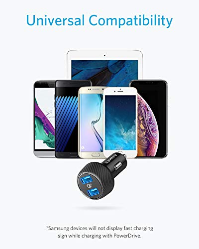 Cargador de Coche Anker PowerDrive 39 W compacto cargador de coche dual puerto con Quick Charge 3.0 para Samsung Galaxy S6/S6 Edge/S6 Edge +/S7/S7 Edge PowerIQ para iPhone 7/7 Plus/6S/6S Plus/6/6 Plus