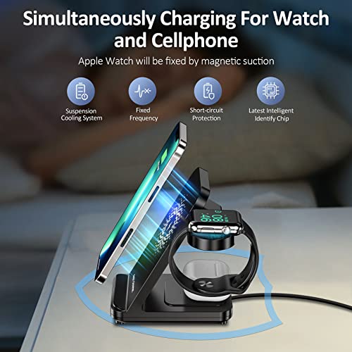 Cargador Inalámbrico Rápido, Eisreho 3 en 1 Soporte de Carga Inalámbrica rápida Qi para iWatch SE Series AirPods 3 Pro 2, Cargador Inalámbrico Wireless Charger de para iPhone 12 Pro MAX, XS, XR