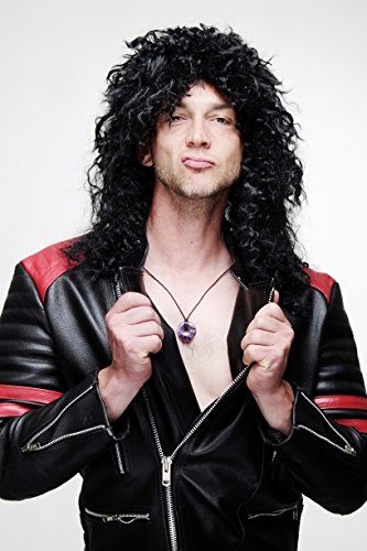 Carnaval, negro, para hombres y mujeres, Unisex, rizos, melena despuntada, guedeja brava, largo, Hardrock Heavy Metal BW563-103