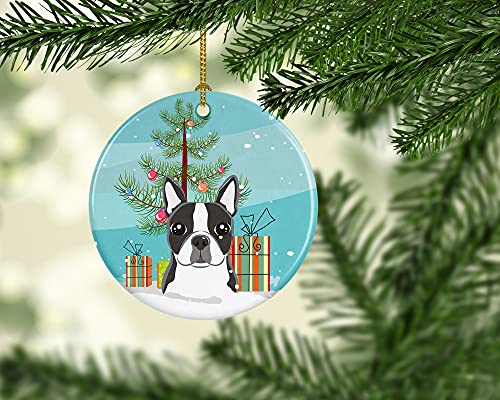 Caroline Treasures - Adorno de cerámica para árbol de Navidad y Boston Terrier, Multicolor