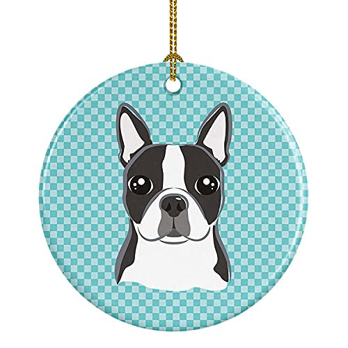 Caroline's Treasures Adorno de cerámica Boston Terrier Azul BB1141CO1