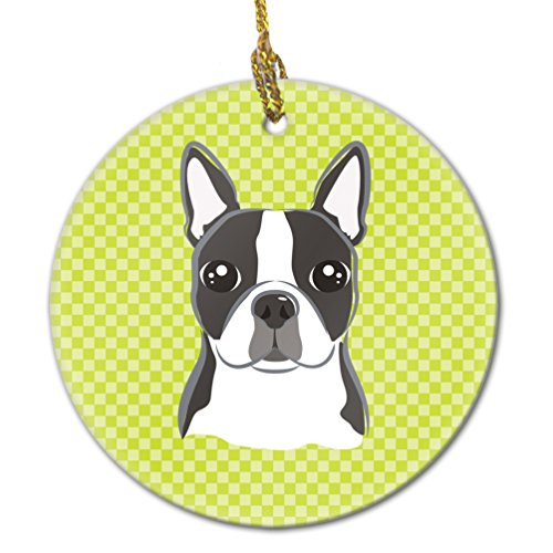 Caroline's Treasures Adorno de cerámica Boston Terrier BB1139CO1 de Lima a Cuadros