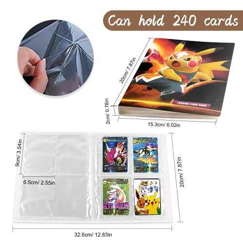 Carpeta de Titular de Tarjetas, Álbum de Cartas Coleccionables, Álbum de Entrenador de Cartas GX EX. El álbum Tiene 30 páginas y Puede Contener 240 Tarjetas