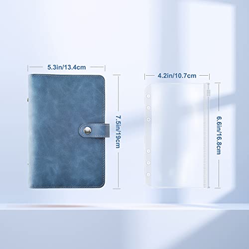Carpetas Portadocumentos A6 con 6 Anilla, TOYESS Carpeta Clasificadora Archivadores Oficina A6 Perfectas para Planes Mensuales de Dinero, Azul Jeans