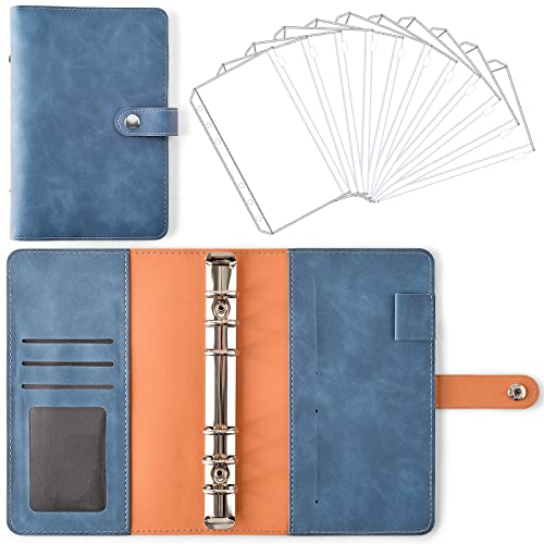 Carpetas Portadocumentos A6 con 6 Anilla, TOYESS Carpeta Clasificadora Archivadores Oficina A6 Perfectas para Planes Mensuales de Dinero, Azul Jeans