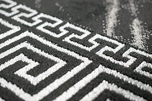 CARPETIA Alfombra mármol Sala de Estar mármol con Borde patrón de meandro Oro Plato Negro Größe 200 x 290 cm