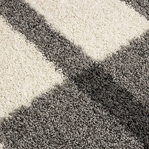 Carpettex Teppich Shaggy, Pelo Largo Salón Alfombra Shaggy 3cm de Altura de Pelo Gris-Blanco-Gris Claro - 240x340 cm