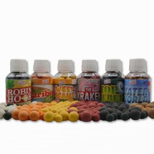carpfishing. POPUPS. Packs Ahorro Gama Completa de 6 Botes de 50 Gramos. Boilies cebos Flotantes para Pesca de Carpas con aminoacidos y proteinas. Marca TheCrazyBaits.