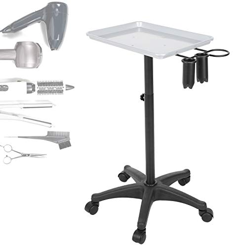 Carrito de peluquería con Ruedas Carrito de Herramientas para peluquería de salón Bandeja de Aluminio Altura Ajustable Carrito de peluquería Bandeja para teñir el Cabello Salón de Belleza SPA