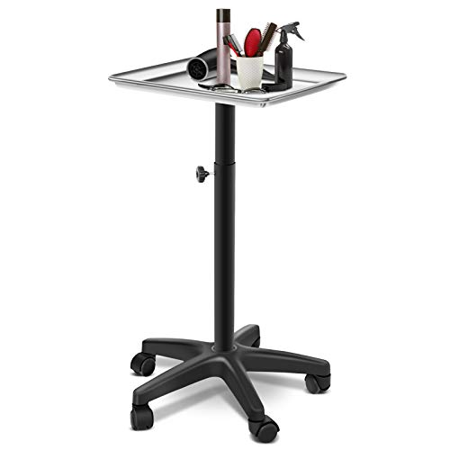 Carritos de trabajo de peluquería, carritos de salón con rueda de desplazamiento, bandeja de instrumentos de salón profesional Carrito de altura ajustable para SPA Tienda de tatuajes Tienda de manicur