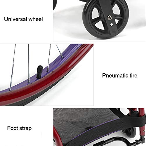 Carro De Aluminio para Aliados, Silla De Ruedas Deportiva Plegable Manual con Ruedas Desmontables Ruedas Grandes para Todo Terreno Todo Terreno, NeumáTicos, Sillas De Ruedas De Ejercicio