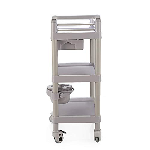 Carros de mantenimiento Carrito de Almacenamiento de salón de Belleza de 3 Niveles con cajones Carros de Herramientas de Mano para médicos, peluquería y SPA, plástico, Gris, 60 x 37 x 99 cm