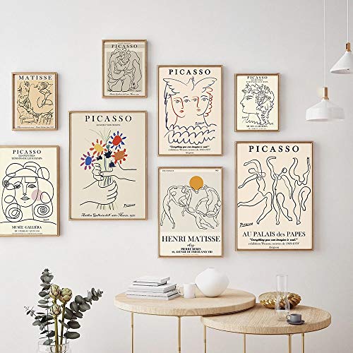 Carteles e impresiones de Picasso Matisse Vintage abstracto chica cuerpo flor pared arte sin marco lienzo decorativo pintura A 30x40cm