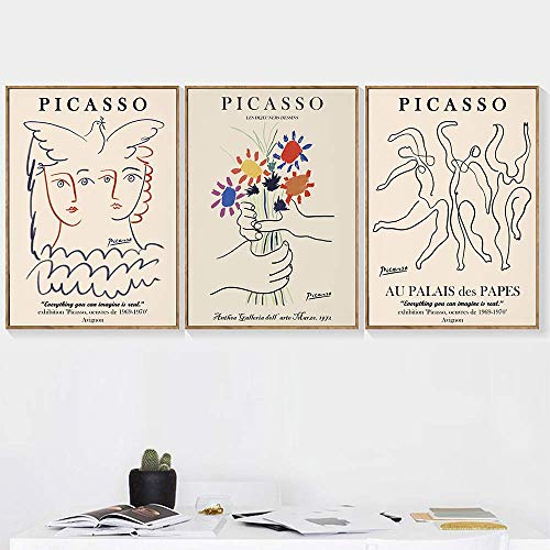 Carteles e impresiones de Picasso Matisse Vintage abstracto chica cuerpo flor pared arte sin marco lienzo decorativo pintura A 30x40cm