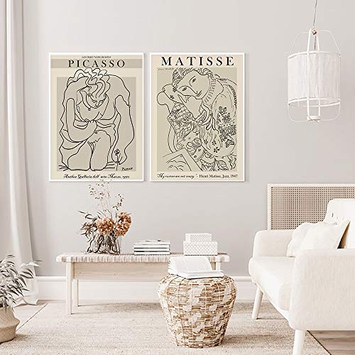 Carteles e impresiones de Picasso Matisse Vintage abstracto chica cuerpo flor pared arte sin marco lienzo decorativo pintura A 30x40cm