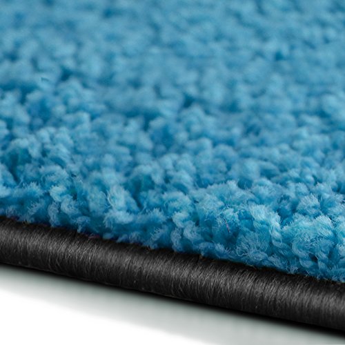 Casa pura alfombrillas Barcelona Protección para escaleras, suave de pelo largo, semicircular, Individual o como conjunto, polipropileno, azul claro, Läufer 100x700 cm