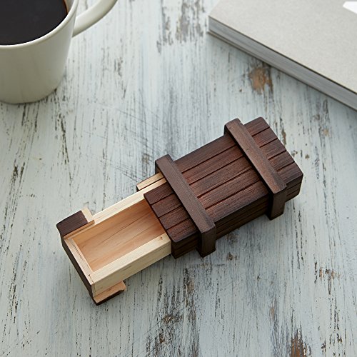 Casa Vivente Caja Regalo Mágica de Madera Oscura El Original Juego de Ingenio Caja Regalo 10,5 cm x 6,5 cm x 4 cm