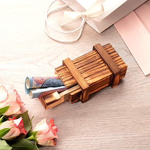 Casa Vivente Caja Regalo Mágica de Madera Oscura El Original Juego de Ingenio Caja Regalo 10,5 cm x 6,5 cm x 4 cm