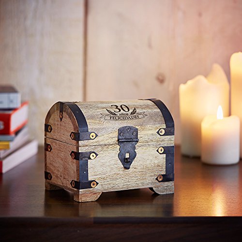 Casa Vivente - Cofre de Madera Clara - para el 30 Cumpleaños - Caja para Regalar Dinero de Madera Clara - Regalo Original y Divertido - 14 cm x 11 cm x 13 cm - Caja de Almacenaje, Hucha o Alhajera