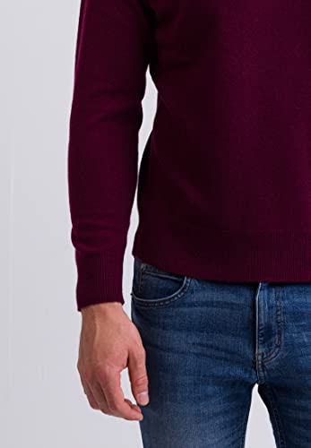 CASH-MERE.CH Jersey | Sudadera De Cuello Redondo para Hombre 100% De Cachemira (Rojo/Aràndano Agrio, XL)