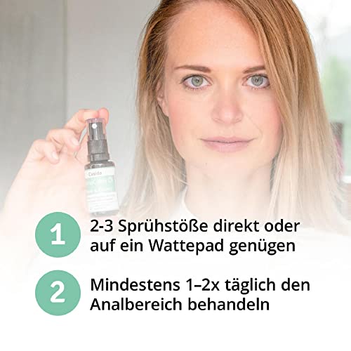 Casida - El Aceite HemoCalm en Spray - aceite reparador y protector en caso de hemorroides - con extractos de plantas preciosas - sin cortisona - la calidad de las farmacias - 10 ml