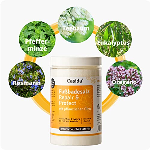 Casida - Sales para Baño de Pies Repair & Protect - para higiene y cuidado en seta uñas y seta pies - con aceites vegetales - la calidad de las farmacias - 375g