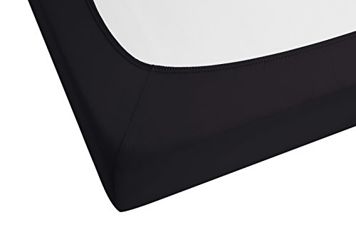 Castell 0077113 Sábana bajera ajustable de jersey elástico (altura del colchón máx.22 cm) 1x 90x190 cm - 100x200 cm, negro