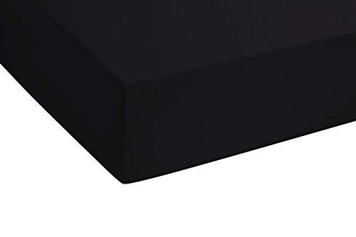 Castell 0077113 Sábana bajera ajustable de jersey elástico (altura del colchón máx.22 cm) 1x 90x190 cm - 100x200 cm, negro