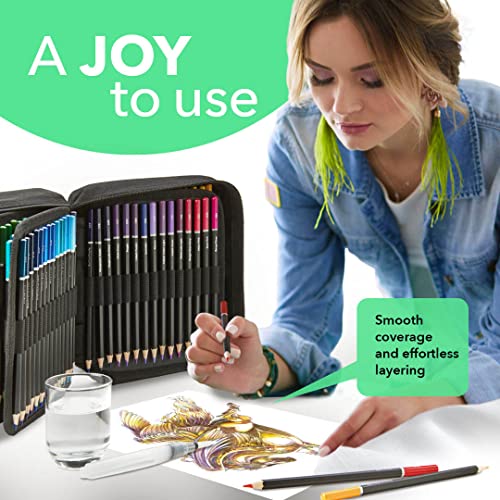 Castle Art Supplies Estuche 120 Lápices Acuarela con Accesorios | Pigmentos Intensos | Pinta y Dibuja a la vez | Para Aficionados Experimentados y Profesionales | En Estuche de Viaje Portátil