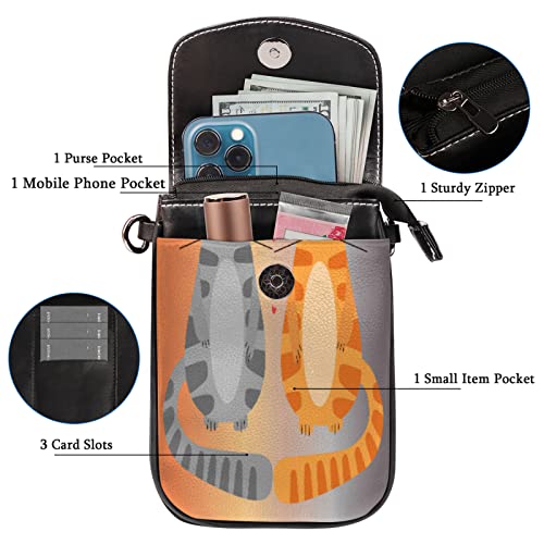 Cat Love Heart - Bolso bandolera pequeño para teléfono celular, 5,1 x 0,8 pulgadas, con correa para el hombro para hombres, mujeres y niñas
