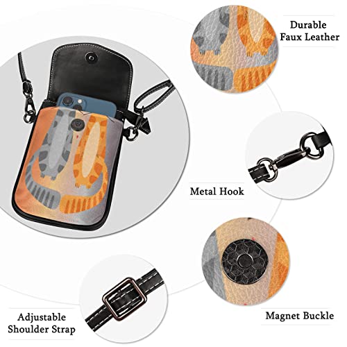 Cat Love Heart - Bolso bandolera pequeño para teléfono celular, 5,1 x 0,8 pulgadas, con correa para el hombro para hombres, mujeres y niñas
