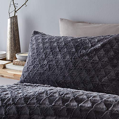 Catherine Lansfield Soft Touch Diamond Fur King Juego de edredón Gris