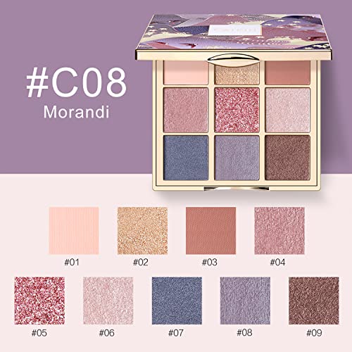 CATKIN Paletas de Sombras de Ojos Brillante Acabados Mate, Satinados y Metalizados Paletas de Maquillaje Pigmentos Compactos(C08)