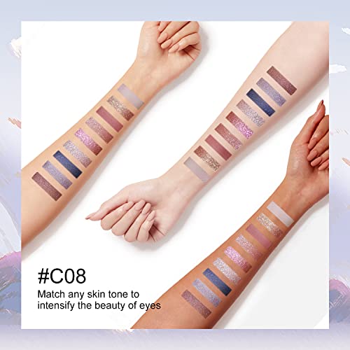 CATKIN Paletas de Sombras de Ojos Brillante Acabados Mate, Satinados y Metalizados Paletas de Maquillaje Pigmentos Compactos(C08)