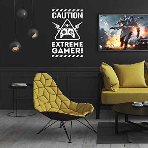 Caution Extreme Gamer Wall Sticker Niños Dormitorio Decoración Juegos Arte de la pared de los niños Decoración de la habitación Pegatinas Pegatinas adolescentes jugadores niño carteles niño