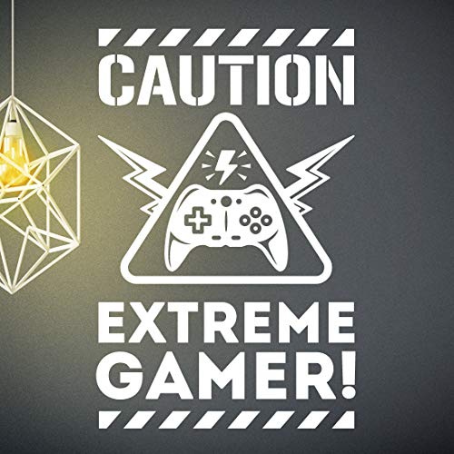 Caution Extreme Gamer Wall Sticker Niños Dormitorio Decoración Juegos Arte de la pared de los niños Decoración de la habitación Pegatinas Pegatinas adolescentes jugadores niño carteles niño
