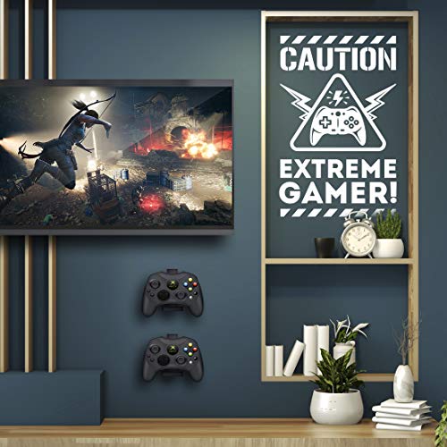 Caution Extreme Gamer Wall Sticker Niños Dormitorio Decoración Juegos Arte de la pared de los niños Decoración de la habitación Pegatinas Pegatinas adolescentes jugadores niño carteles niño