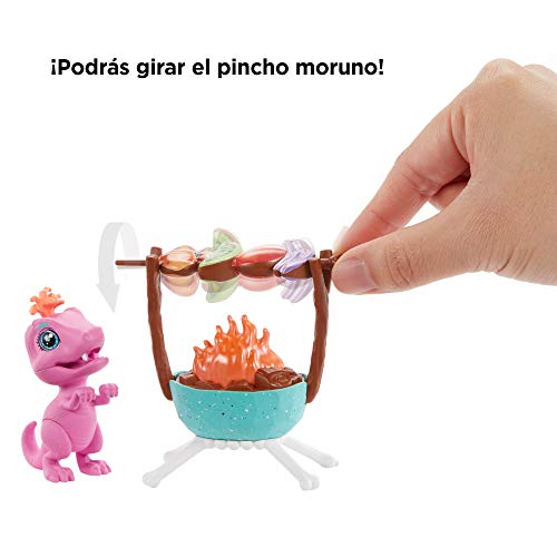 Cave Club Wild About BBQs Conjunto de Barbacoa con muñeca, Mascota y Accesorios para niños y niñas +4 años (Mattel GNL96)