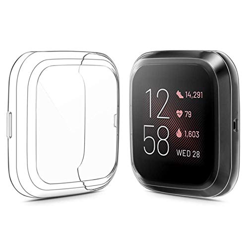 CAVN Protector de Pantalla Compatible con Fitbit Versa 2 (NO para Versa/Versa Lite), 2PCS TPU Chapado Versa 2 Funda Protectora Resistente a los arañazos, Carcasa Protectora para Versa 2
