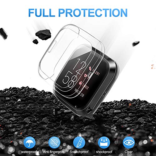 CAVN Protector de Pantalla Compatible con Fitbit Versa 2 (NO para Versa/Versa Lite), 2PCS TPU Chapado Versa 2 Funda Protectora Resistente a los arañazos, Carcasa Protectora para Versa 2